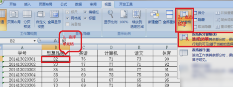 冻结表格窗口