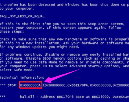 电脑出现蓝屏代码0x000000a的解决方法
