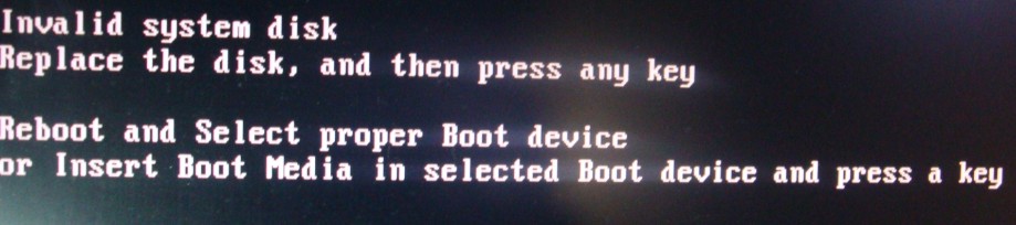 Invalid system disk